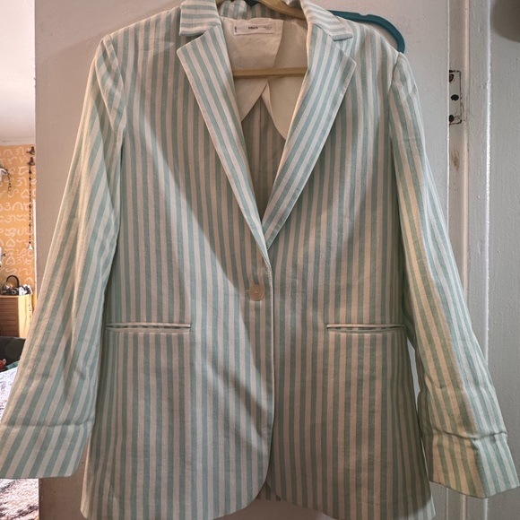Mango Mint and White Striped Blazer - Picture 2 of 6